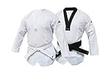 adidas WT Taekwondo Club Dobok ohne Streifen Kampfsportanzug, Schwarzer Kragen, 160 cm