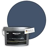 WALLCOVER Colors PREMIUM Wandfarbe Blau für Innen 5 L Matt Magisches Mitternachtsblau Innenfarbe Hohe Deckkraft - Made in Germany