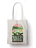 BLAK TEE Wales and Cornwall Illustration Organic Cotton Reusable Shopping Bag Natural