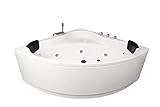 Whirlpool Badewanne Karibik Basic – Made in Germany | Runde Eckbadewanne mit 13 Massage-Düsen, LED Beleuchtung & Armaturen | Maße: [130x130 cm] | Spa-Badewanne für 2