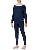 CALIDA Damen Zweiteiliger Schlafanzug Soft Cotton, blau aus 100% Baumwolle, langarm ohne Verschluss, Größe: 40/42