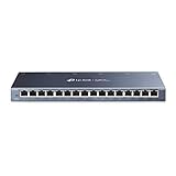 TP-Link TL-SG116 16-Ports Gigabit Netzwerk Switch (32 Gbit/S Switching-Kapazität, geschirmte RJ-45 Ports, Metallgehäuse, IGMP-snooping, Unmanaged, Plug-und-Play, lüfterlos) blau metallic