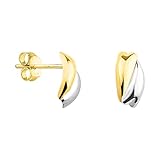 DIAMALA Damen Ohrringe aus nachhaltigem Echt-Gold (9 Karat/375) - Gelbgold-Weißgold Ohrstecker mit Spiral Motiv - DI20023
