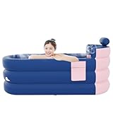 Tragbare Badewanne, faltbares Eisfass Tauchbecken, tragbare Badewanne, aufblasbare Spa-Badewanne mit Kopfstütze, Lendenwirbelstütze und seitlicher Aufbewahrungstasche, freistehende Badewanne fü