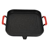 PRETYZOOM Maifan Grillplatte aus Stein pfannkuchenwender saucenkanne grillschale bagettebackform tragbarer Herd Zaunpfosten Halterungen Antihaft-Grillpfanne BBQ-Grillpfanne Aluminium Black
