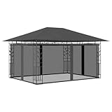 Gartenpavillon, Pavillon mit Moskitonetz 4x3x2,73 m Anthrazit 180 g/m² Partyzelt Faltbar Gartenzelt Wasser UV-beständig für Camping Hochzeiten Grillparty