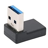 USB C Winkeladapter, 90 Grad Winkeltyp Type C Buchse auf USB3.0 Adapter, Zum Aufladen und Zur Geschwindigkeitsübertragung, Schwarz