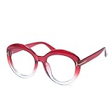 ZJDYDY Lesebrille, Farbige runde Lesebrille, Weitsichtige Presbyopie-Brille für Damen und Herren, Vergrößerungsbrille (Color : Red, Size : +150)