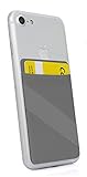 MyGadget 1 Fach Handy Kartenhalter + Fingerhalterung zum aufkleben - RFID Blocking - Haftendes Kartenfach, Karten Halterung - Kartenhülle Smartphone Etui - Grau