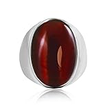 Daesar Edelstahl Ring für Männer, Ringe Personalisiert Silber mit Rot Oval Stein Ring Große 60 (19.1)