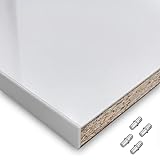 X57 Einlegeboden Regalboden Holzboden 19mm nach Wunschmaß max. 700mm breit x 600mm tief Zuschnitt Anfertigung 2mm Umleimer ABS Kante (Weiß Hochglanz)
