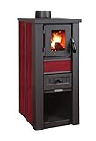 ProTermo Lava Ceramic Kaminofen Rot - 6,5 kW Heizleistung - 35x44x78 cm Holzofen mit Schamottsteinen mit Sichtfenster Holz Kamin - Bauart 2