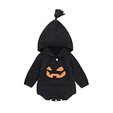 Soapow Baby Halloween Kürbis Strickpullover Strampler Langarm Overall Bodysuit für Kleinkinder