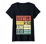 Damen Legendär Seit Juni 1930 Geboren Geburtstag Jahrgang T-Shirt mit V-Ausschnitt