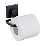 WENKO Vacuum-Loc® Toilettenpapierhalter Quadro, Edelstahl-Wandhalter zur Toilettenpapier-Aufbewahrung, Befestigen ohne Bohren, Schw