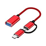 Generic Kompatibel mit USB-C-zu-USB-Adapter 2-in-1-Adapterkabel. Micro-USB-Typ-C-Stecker auf USB-Buchse OTG-Kabel Power Adapter (Red, One Size)