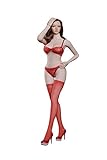 ZSMD Phicen 1/6 Scale Female Body Seamless Stockings Lace Underwear Set (Red)
