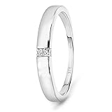 Miore Schmuck Damen 0.02 Ct Diamant Verlobungsring mit 4 Diamanten Brillanten Ring aus Weißgold 9 Karat / 375 Gold