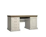 Furniture24 Schreibtisch ROYAL B1 Arbeitstisch Büromöbel Nordische Kiefer Weiß 4 Schubladen 1 Tür Auszieh Tastaturablage