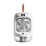 Xptieeck Elektrischer Ventilator, wiederaufladbar, tragbar, leise, USB-Kühlung, Mini-Ventilator, Klimaanlagen, Luftbefeuchter, weiß, 1 Stück