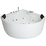 Basera® Indoor Eck-Whirlpool Badewanne Nendo mit 21 Massagedüsen, Wasserfall, LED-Ambiente, Touchpanel, Bluetooth und Radio