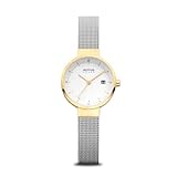 BERING Damen Analog Solar Collection Armbanduhr mit Edelstahl Armband und Saphirglas