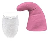 Alsino Zwergen Set - Zwergenmütze in Pink mit weißem Rauschebart - Zwergen-Kostüm Zwerg Outfit Kostüm Verkleidung Fasching Karneval Weihnachten Mottoparty