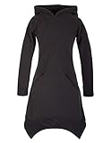 Vishes - Alternative Bekleidung - Weiches Warmes Langarm Zipfelkleid recyceltes Fleece Zipfelkapuze Taschen schwarz 40-42