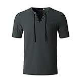 XDJSD T-Shirt Herren-T-Shirt aus Baumwolle und Leinen mit V-Ausschnitt T-Shirt für Herren Mode-T-Shirt aus Baumwolle und Leinen Hip-Hop-V-Ausschnitt Yoga-Oberteil Sommer-Oberteil in Übergröße