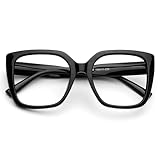 DOOViC Blaulichtfilter Lesebrille für Damen 1.25 Schwarz Quadratisch Große Computerbrille Brille mit Stärk