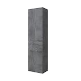 Pelipal Badezimmerschrank Quickset 945 in Oxid Dunkelgrau, 50 cm breit | Hochschrank mit 4 Türen, 1 Schubkasten und 3 Glas-Einlegeböden