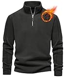Livonmone Herren Fleece Pullover Warmes Microfleece Sweatshirt Half Zip Fleecepullover für Herbst und Winter Dunkelgrau L