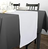 Rollmayer Hochwertiger Tischläufer Tischwäsche Tischdecke Uni einfarbig Pflegeleicht Kollektion Vivid, Farbe & Größe wählbar (Weiß 1, 40x140cm)