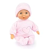 Bayer Design My First Baby 92802AT 28cm, Babypuppe, Weichkörperpuppe mit Schlafaugen, sehr handlich, niedliches Outfit, rosa mit Herz