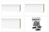 HEXIM Sockelleisten 70/85/100mm - MDF Fußleiste weiß für Fließen, Laminat, Vinyl & Teppich (16 x 100mm / 8 lfm - MS10016) - Laminatleisten Fusßleisten