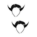FOMIYES 2 Stück Halloween Künstliche Blumen Horn Stirnband Haarschmuck Für Abschlussball Halloween Kostüme Schwarze Haargummis Für Haare Kuhhorn Stirnband Stierhörner Stirnband Schwarzes