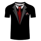 Fliege 3D T-Shirts Sommer Männer T-Shirt Smoking Krawatte Anzug 3D Print T-Shirt Casual Kurzarm Streetwear Lustige Fake Anzug Tops,C,L