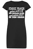 TITAGU Sleepshirt/Sprüche-Nachthemd Damen: Starke Frauen geben Nicht auf die heulen kurz und ziehen dann in den Krieg