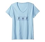 Damen PHP als Elemente des Periodensystems Design für Entwickler T-Shirt mit V-Ausschnitt