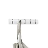 Umbra Flip 5 Garderobenhaken – Moderne, Schlichte und Platzsparende Garderobenleiste mit 5 Beweglichen Haken für Jacken, Mäntel, Schals, Handtaschen und Mehr, Hochglanz Weiß, 5 Hak