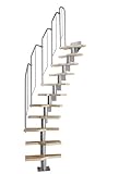 DOLLE Raumspartreppe Stufen in Buche (Multiplex), Geschosshöhe 222-276 cm, Variabler Treppenlauf, einfache Montage, den individuellen Raumverhältnissen anpassbar