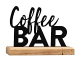 Rerum & Consilium Coffee Bar Schriftzug aus Holz und Metall | 17,5 x 13 cm | Hochwertige Café-Dekoration, Kaffee Deko, Kaffee Bar Schriftzug