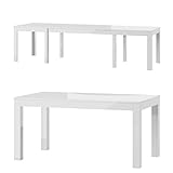 Tisch Küchentisch Esszimmertisch Esstisch WENUS Ausziehbar 160-300 cm (Weiß Hochglanz)