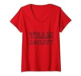 Damen Agility Hundesport 'Team Agility' in Trikot Schrift T-Shirt mit V-Ausschnitt