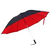Roter Aluminiumlegierungs-Faltender Automatischer Umgekehrter Geöffneter Regenschirm Winddichter Regenfester Doppellagiger Taschenschirm Stabiler Sunblock-Sonniger Schirm Für Reisegeschenk