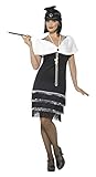 Smiffys Damen Flapper Kostüm, Kleid, Haarband und Fell Stola, Größe: 44-46, 43128