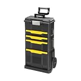Stanley Rollende Werkstatt aus Metall-Kunststoff 1-79-206 / Werkzeugwagen leer mit 3 modularen Einheiten / Vielseitige Werkzeugbox für Kleinteile und große Werkzeug