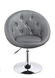 Sessel in Grau höhenverstellbar Kunstleder Clubsessel Coctailsessel Lounge Sessel Duhome 0335