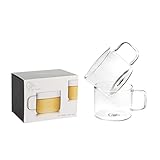 Tea Create Cup Set 100mL 2er Set (1 Set) - Tee Tassen Set aus Glas - Teeglas mit Henkel | Kaffeetassen Set - Espressotassen Set - Gläser Set | Mehrzweckgläser spülmaschinenfest