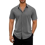 Hemd Herren Kurzarm Freizeithemd Sommer Bügelfrei Kurzarmhemd Business Herrenhemden Atmungsaktiv Oberteile Leichte Sommerhemd Casual Strandhemd Casual Urlaub Shirt Regular Fit Hemden für M
